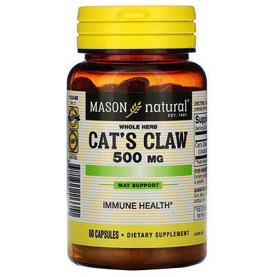 Mason Natural Whole Herb Cat's Claw, 500 mg, 60 Capsules