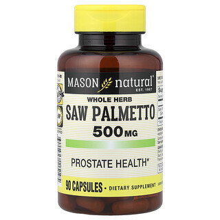 Mason Natural, Whole Herb Saw Palmetto, 500 mg, 90 kapslí
