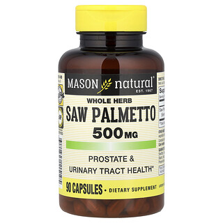 Mason Natural, Цельная трава сереноа, 500 мг, 90 капсул
