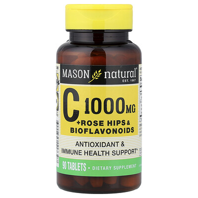 Mason Natural, Vitamin C with Rose Hips & Bioflavonoids, 1,000 mg, 90 Tablets