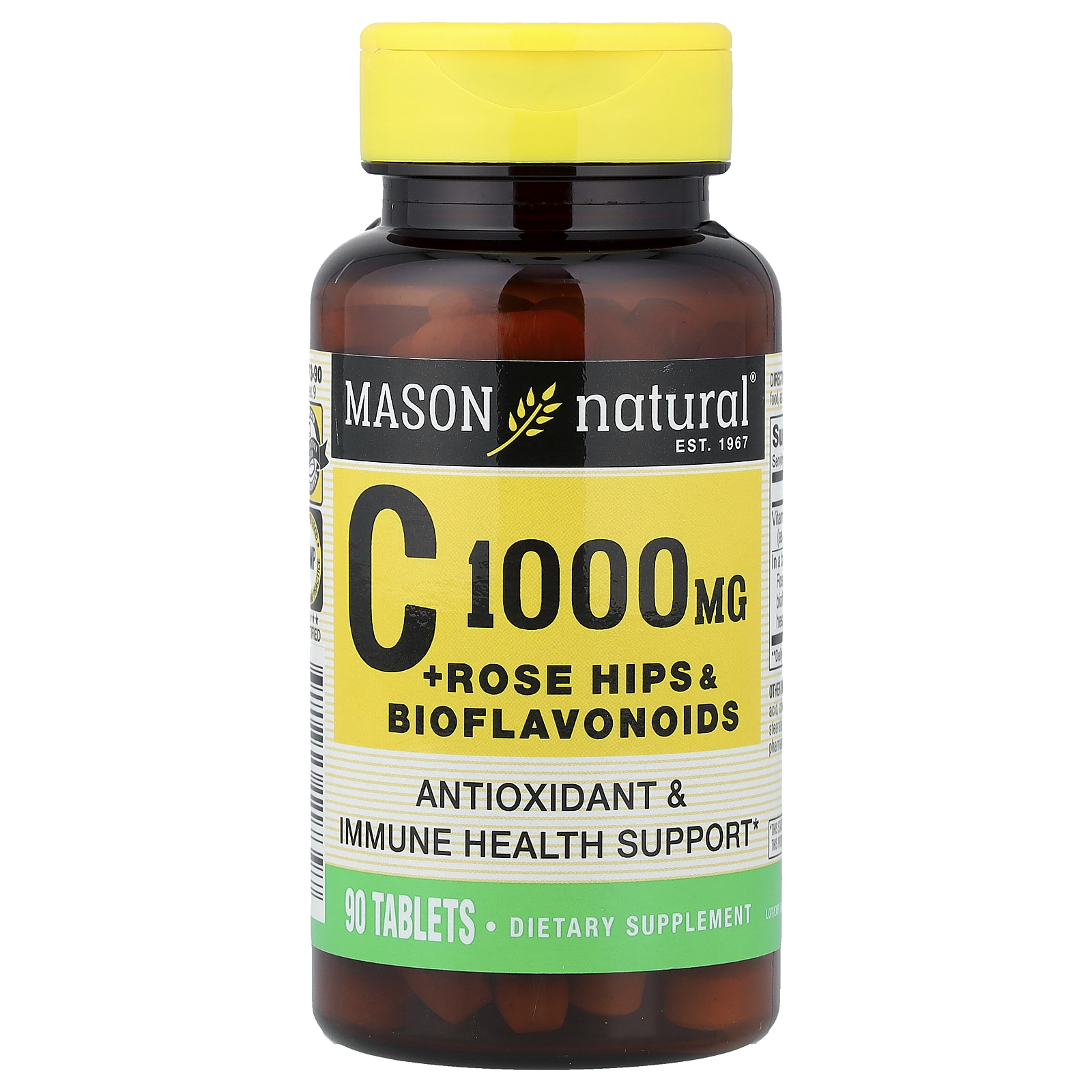 Mason Natural (메이슨 내추럴), 비타민C + 로즈힙 및 바이오플라보노이드, 90정 (판매가 중단된 상품)