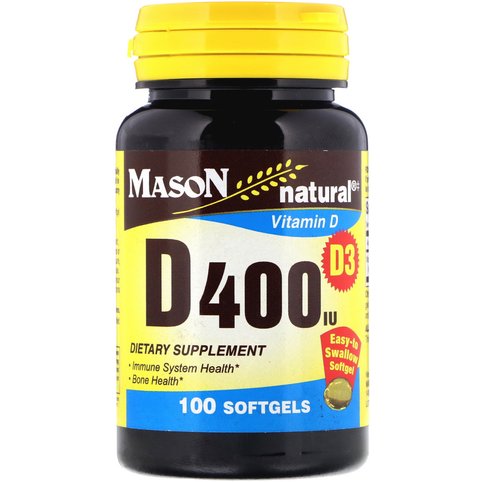 Mason Natural Vitamin D3 400 IU 100 Softgels 311845118318 | eBay