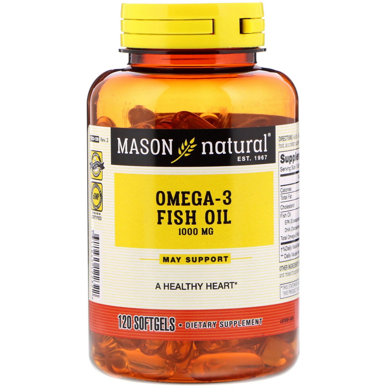 Mason Natural, Omega-3 Fish Oil, 1000 mg, 120 Softgels - iHerb.com