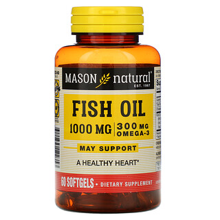 Mason Natural, рыбий жир с омега-3, 60 мягких таблеток