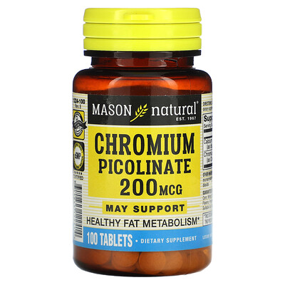 

Mason Natural, Chromium Picolinate , 200 mcg , 100 Tablets