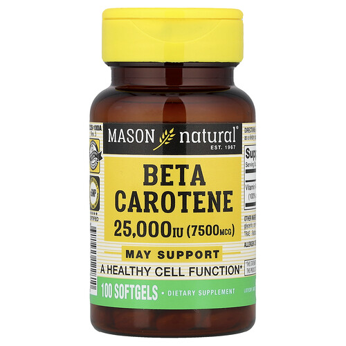 Mason Natural Beta Carotene, 7,500 mcg (25,000 IU), 100 Softgels