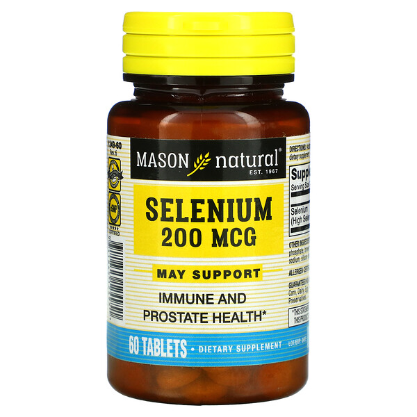 Mason Natural, Selenium, 200 Mcg, 60 Tablets