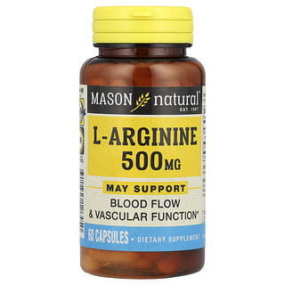 Mason Natural, l-아르기닌, 500mg, 캡슐 60정