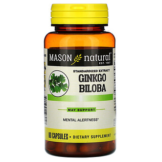 Mason Natural, Ginkgo Biloba, Standardized Extract, 60 Capsules