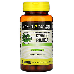 Отзывы о Масон Натуралс, Ginkgo Biloba, Standardized Extract, 60 Capsules