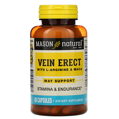 Mason Natural Vein Erect with L-Arginine & Maca, 80 Capsules