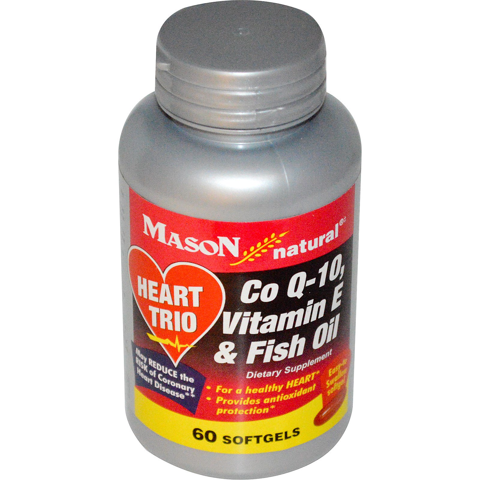 Mason Natural, Co Q10, Vitamin E & Fish Oil, 60 Softgels iHerb
