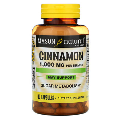 Mason Natural Cinnamon, 1,000 mg, 100 Capsules