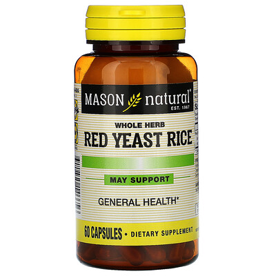 Mason Natural Whole Herb Red Yeast Rice, 60 Capsules