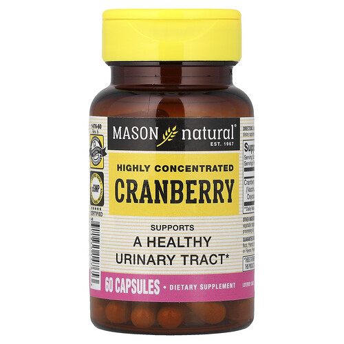 Mason Natural, Cranberry, Highly Concentrated , 60 Capsules (450 mg per Capsule)