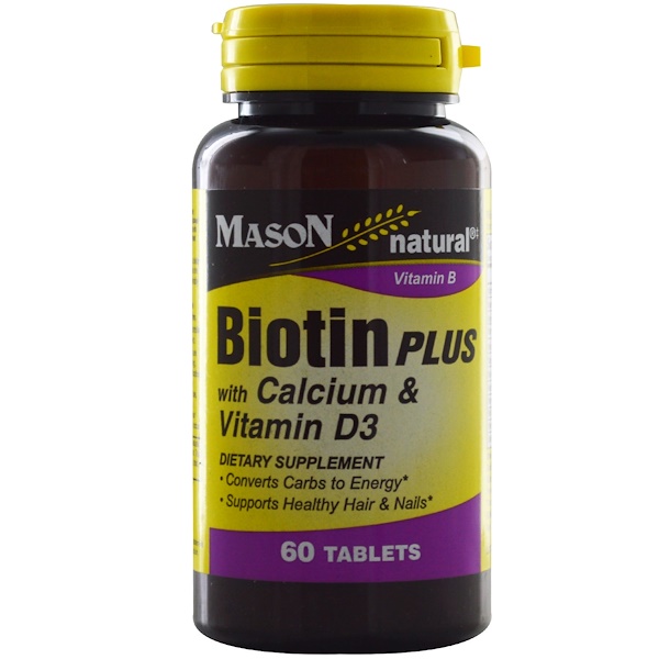 Mason Natural, Biotin Plus with Calcium & Vitamin D3, 60 Tablets iHerb