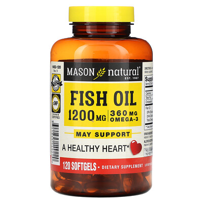 

Mason Natural Рыбий жир, 1200 мг, 120 мягких таблеток