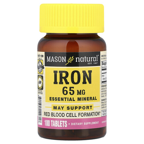 Mason Natural, Fer, 65 mg, 100 comprimés