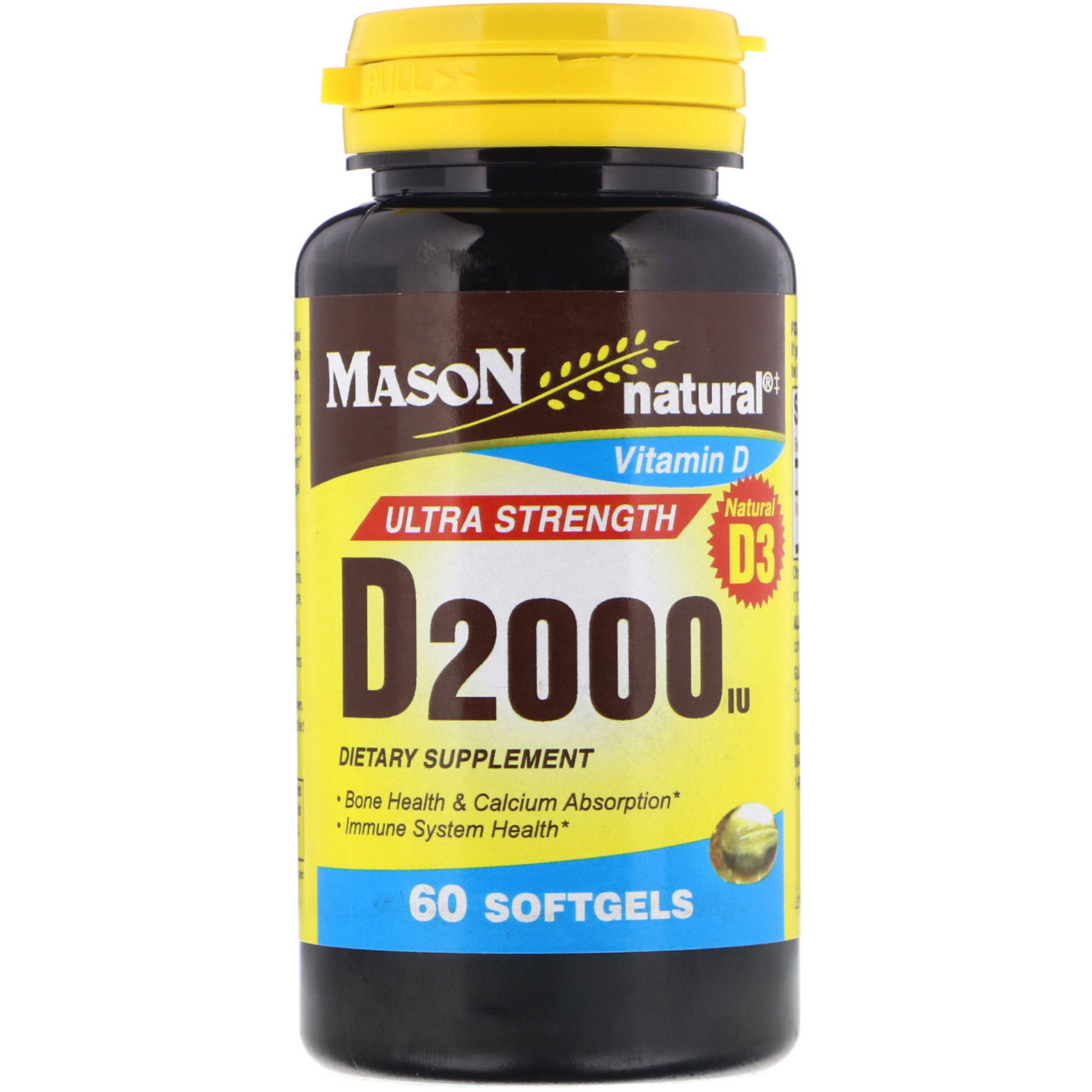 Mason Natural, Vitamin D, 2,000 IU, 60 Softgels - iHerb.com