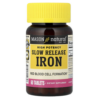Mason Natural, 서방형 철분, 고효능, 60정(1정당 50mg)