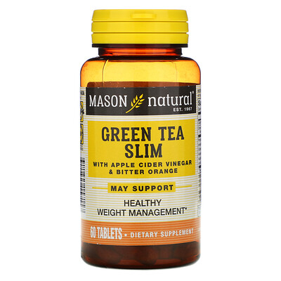 Mason Natural Green Tea Slim with Apple Cider Vinegar  Bitter Orange, 60 Tablets