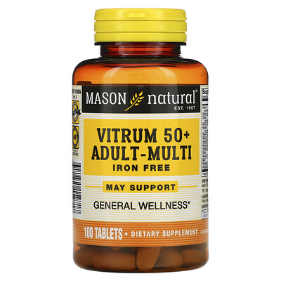 

Mason Natural Vitrum 50+ Adult-Multi Iron Free 100 Tablets