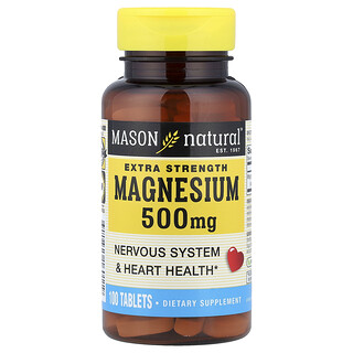 Mason Natural, Magnésio, 500 mg, 100 Comprimidos