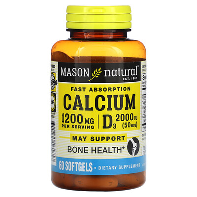 

Mason Natural, Fast Absorption Calcium, 600 mg, 60 Softgels