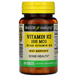 Отзывы о Масон Натуралс, Vitamin K2 Plus Vitamin D3, 100 mcg, 100 Tablets