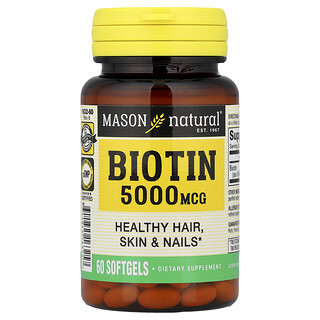 Mason Natural, Biotin, 5,000 mcg, 60 Softgels
