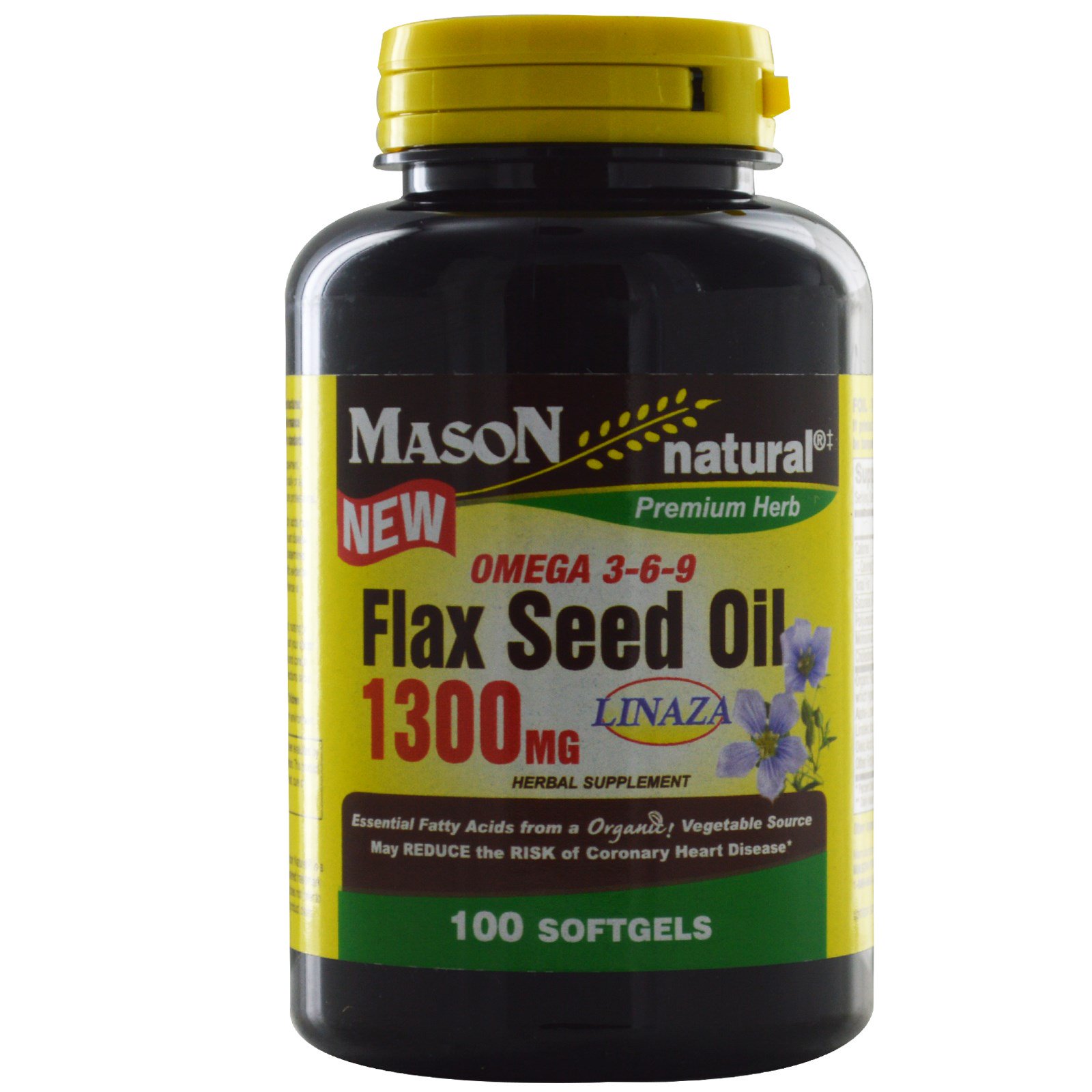 Mason Natural, Flax Seed Oil, 1300 mg, 100 Softgels iHerb