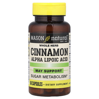 Mason Natural, Acide alpha-lipoïque à la cannelle, 60 capsules