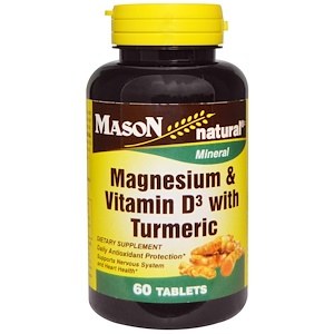 Mason Naturals, Магний & витамин D3 с куркумой, 60 таблеток