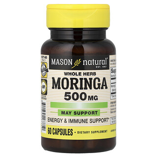Mason Natural, Цельная трава моринга, 500 мг, 60 капсул