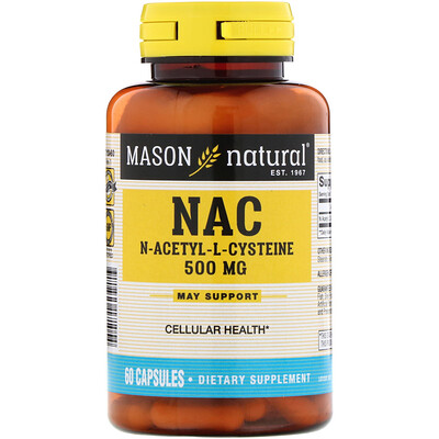 Mason Natural NAC N-Ацетил-L-цистеин, 60 капсул