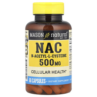Mason Natural, NAC N-acetil-L-cisteína, 500 mg, 60 cápsulas