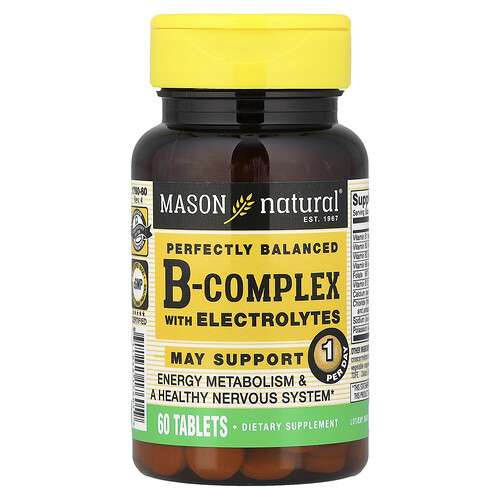 Mason Natural, Perfectly Balanced B-Komplex mit Elektrolyten, 60 Tabletten