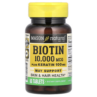 Mason Natural, Biotin Plus Keratin, 60 Tabletten