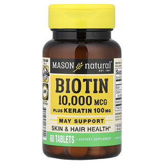 Mason Natural, Biotina con queratina, 60 comprimidos