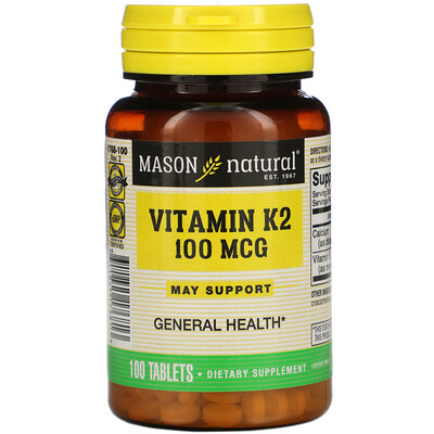 Mason Natural витамин К2, 100 мкг, 100 таблеток