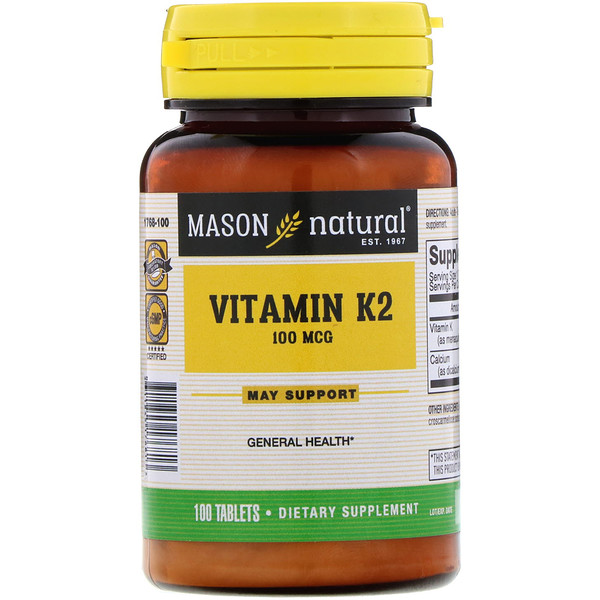 Mason Natural, Витамин К2, 100 мкг, 100 таблеток