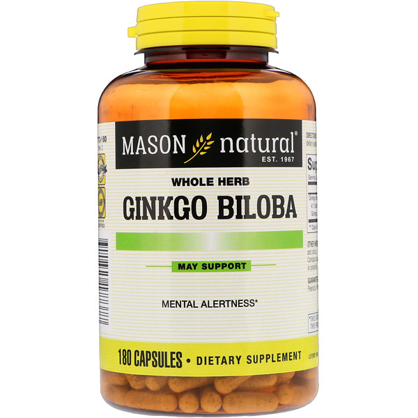 Mason Natural, Гинкго Билоба, 180 капсул