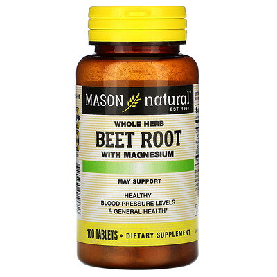 Mason Natural Beet Root with Magnesium, 100 Tablets