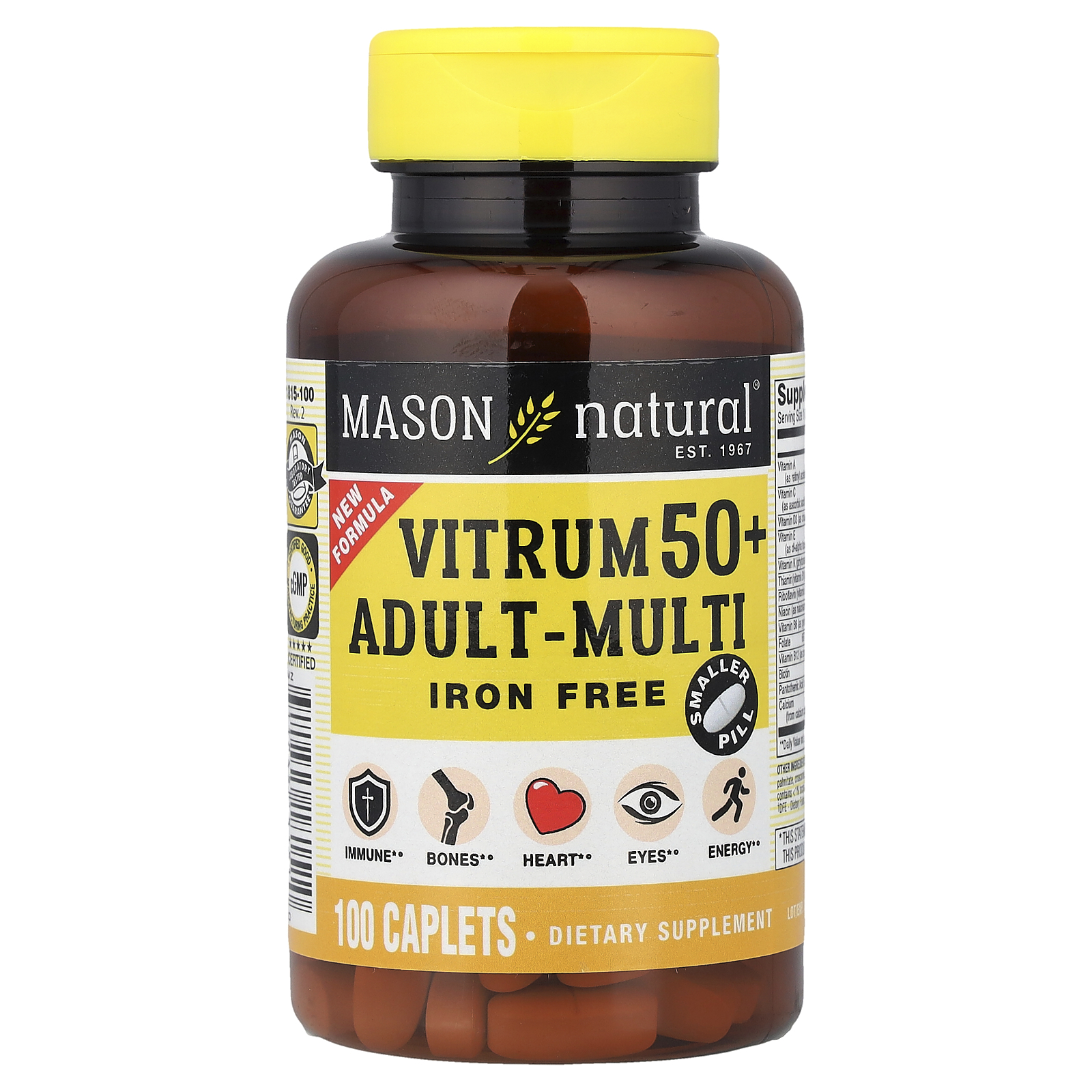 Mason Natural (메이슨 내추럴), Vitrum 50+ 성인용-멀티, 철분 무함유, 100정