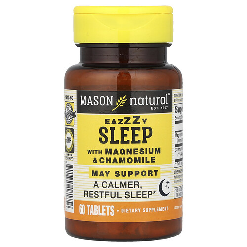 Mason Natural, Eazzzy Sleep, magneesiumi ja kummeliga, 60 tabletti