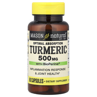 Mason Natural, куркума с BioPerine® для оптимального усвоения, 60 капсул