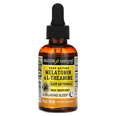 

Mason Natural Fast Acting Melatonin & L-Theanine Sleep Aid Formula Mixed Berry 2 fl oz (59 ml)