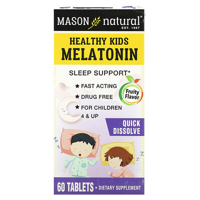 

Mason Natural Healthy Kids Melatonin Ages 4 & Up Fruity 60 Tablets