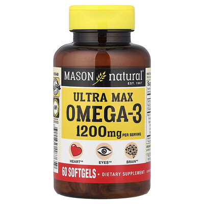 Product Image for Mason Natural, Ultra Max Omega-3, 60 Softgels (600 mg per Softgel)