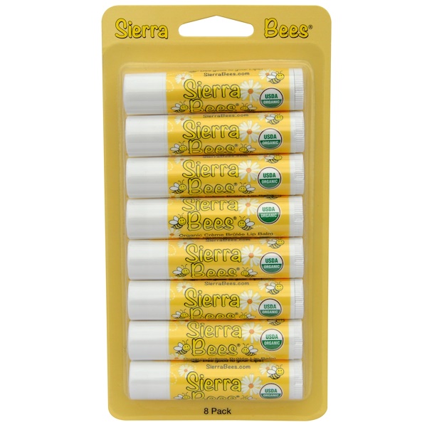 Sierra Bees, Organic Lip Balms, Crème Brulee, 8 Pack, .15 oz (4.25 g) Each (Discontinued Item) 